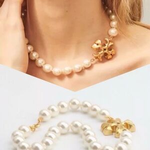 Tory Burch Gold and White Roxanne Pearl Necklace